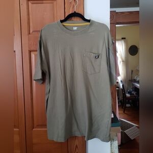 Men's CAT Caterpillar Tan Pocket T-Shirt Large